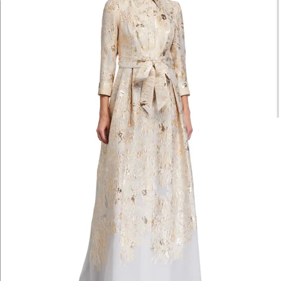 RICKIE FREEMAN FOR TERI JON Metallic Brocade Shirtdress Gown - Picture 2 of 4
